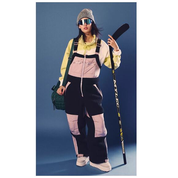 NWT Free People FP Movement Hit The Slopes Fleece Overalls Size Medium - Picture 1 of 13
